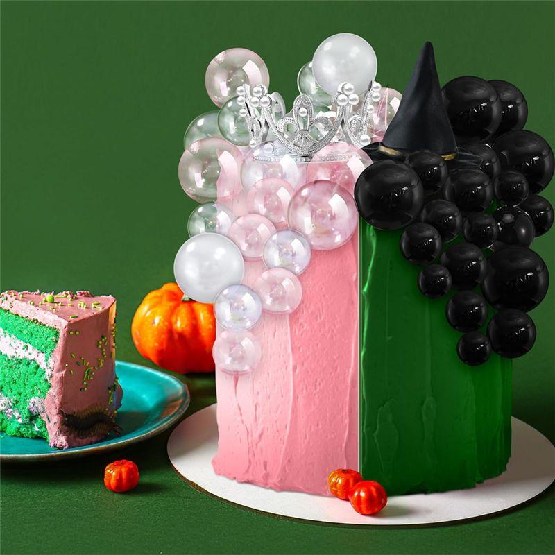 M-Modern-42Pcs Witch Theme Party Supplies Black Balloons Cake Topper Mini Balloons,Witch Hat Fantasy For Birthday Cake Decoratio