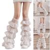 Manchons de jambe en dentelle à volants pour femme Manches de jambe mignonnes en maille transparente Chaussettes montantes douces aux genoux Poignets larges Cache-jambes Chaussettes pour bottes