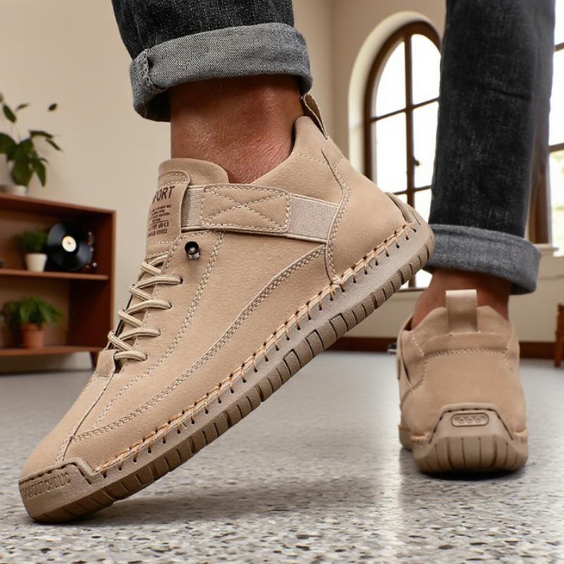 

Boots Mid Top for Men British Style Retro Anti Slip Workwear Shoes Handmade Leather Loafers Casual Soft Soled Women Nude Boots 36