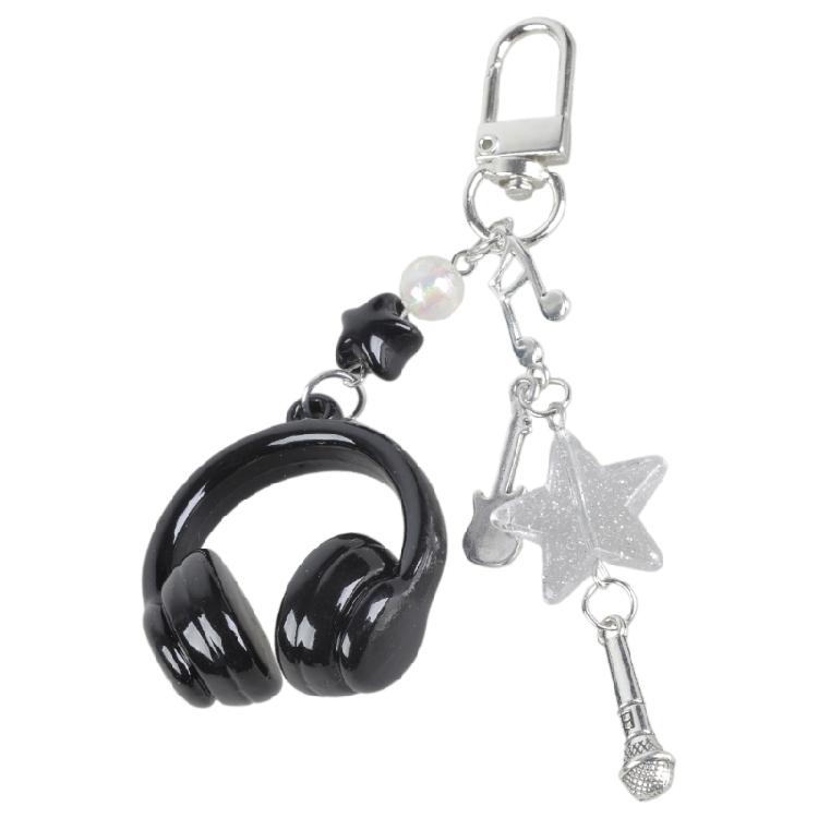 Vibrant Headphone Charm Keychain Keyring Phone Chain Featuring Musical Notes For Birthday Presents and Decorations
