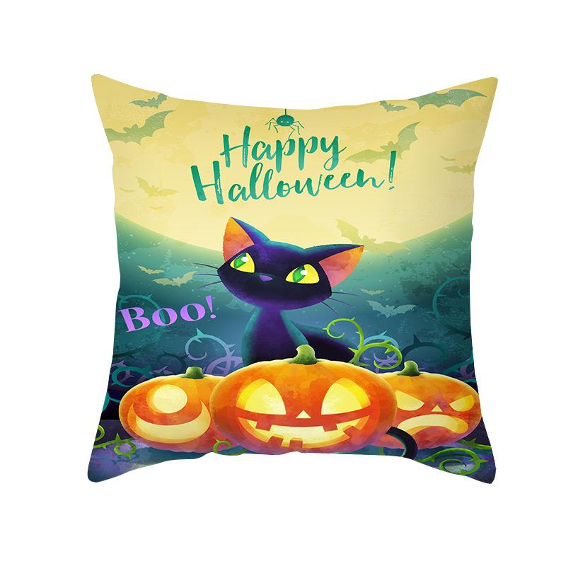 

Watercolor Halloween Pillow Cover Peach Skin Sofa Cushion Cover Office Cushion Cover 45 * 45Cm (without pillow core)