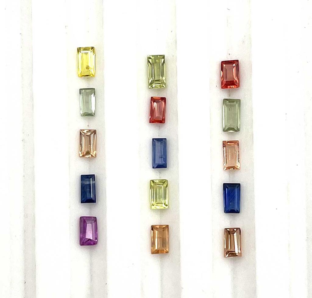 Natural Multi Sapphire Baguette Cut Loose Gemstone Lot 10 Pcs 1 CT For Jewelry Making
