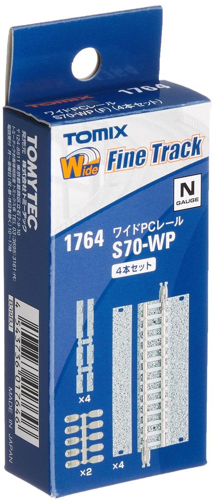 TOMIX N-schaal Brede PC-rail F Set van 4 Modelspoorwegbenodigdheden S70-WP (1764)
