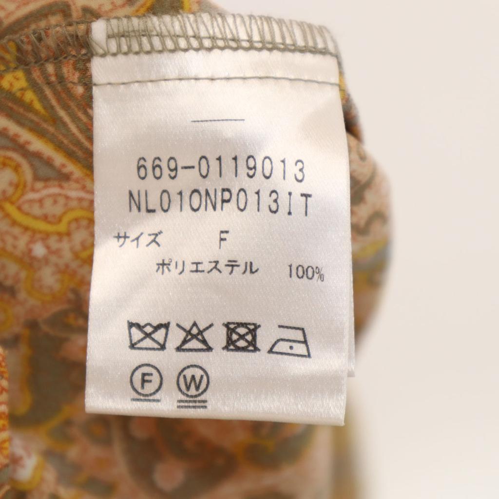 unused nano universe Paisley Pattern Long sleeve gown Shirt dress F Camel Women Used