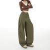 American Retro Military Green Tooling Scimitar Jeans Women's Autumn and Winter New Relaxed High-waisted Loose Wide-leg Pants