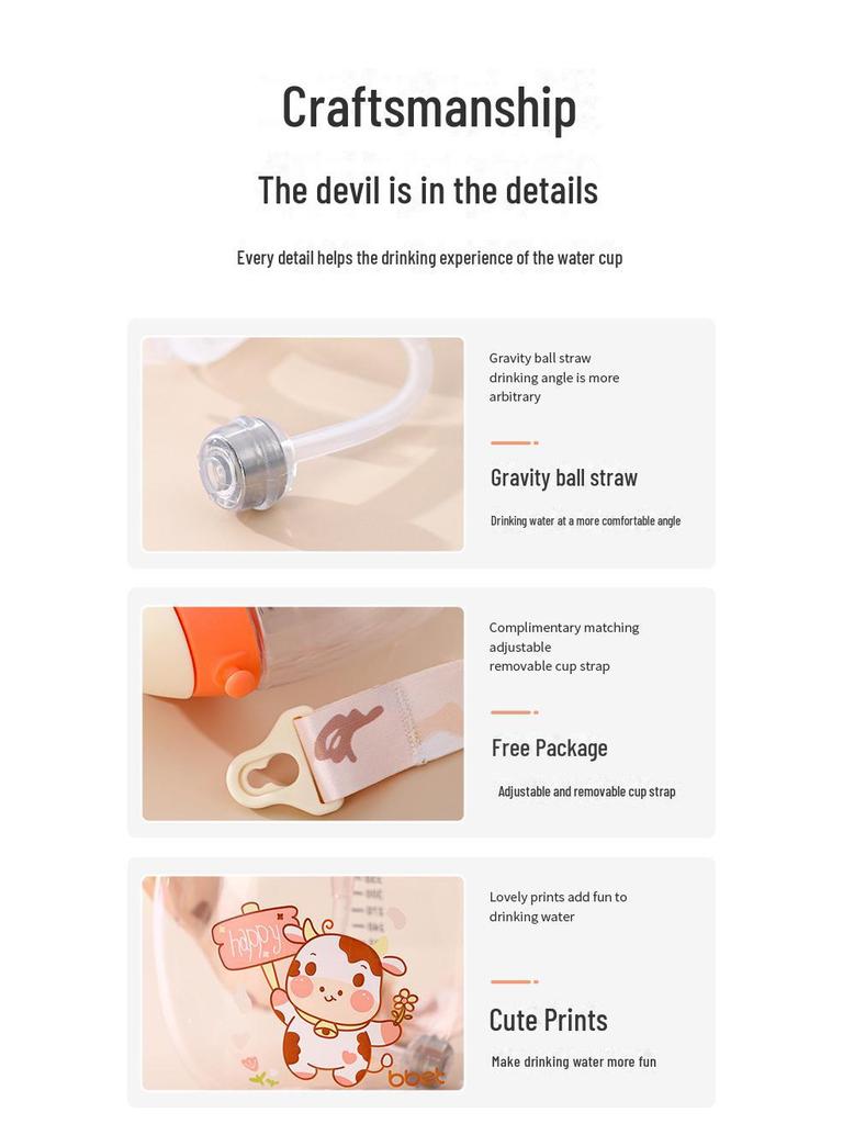 New Baby Cartoon Tritan Calf Water Cup for Kindergarten