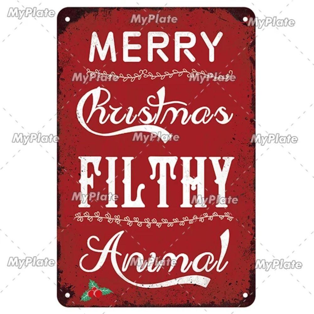 Vintage Christmas Metal Tin Sign Home Festive Wall Decor