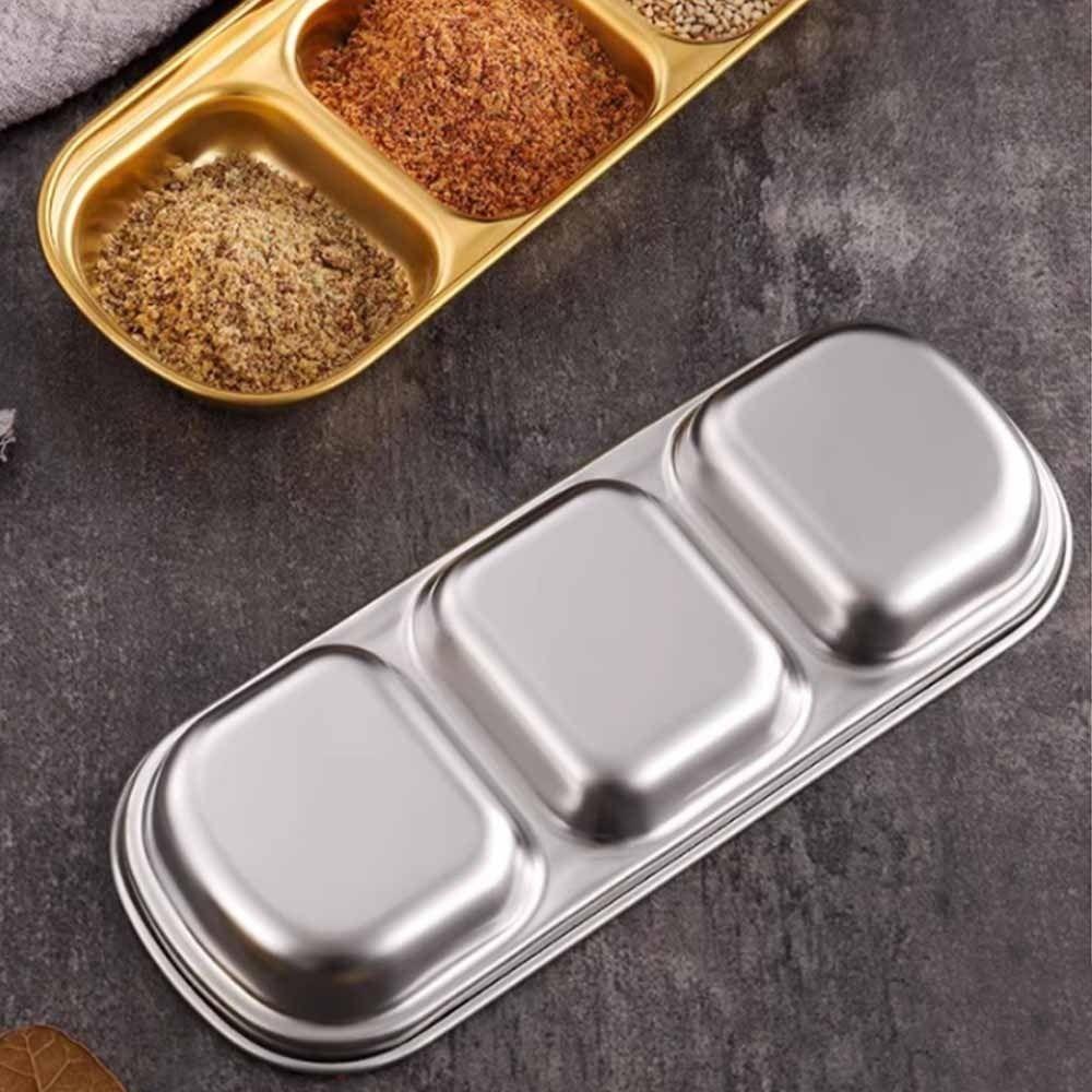 2Pcs Thickened Seasoning Dish Stainless Steel BBQ Seasoning Dip Plate Sauce Plate  Restaurant Use