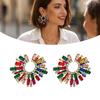 Elegant Alloy Sunflower Earrings With Colorful Rhinestones For Women Party Wedding Daily Wear