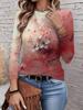 Women's T-shirt 3D Printing Green Plant Print Fashion Long Sleeve Round Neck Regular Top Holiday Weekend Spring and Autumn