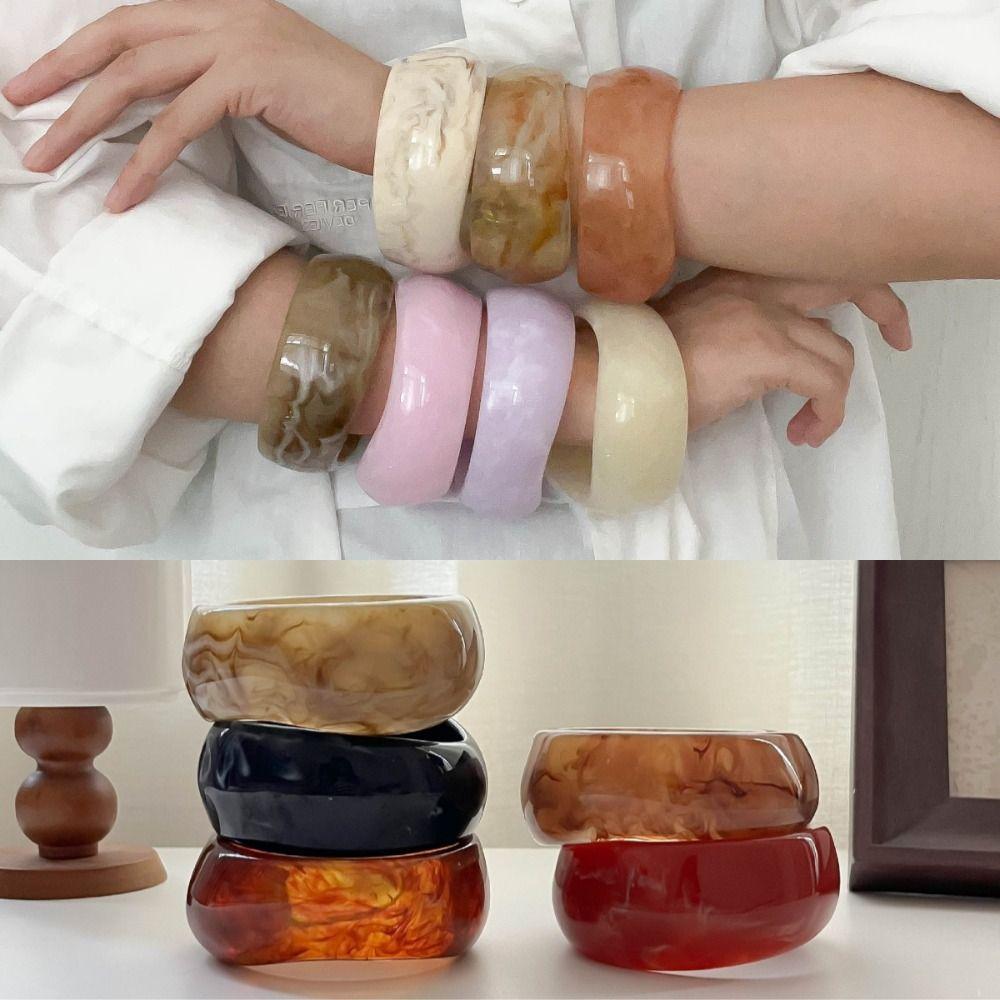 Bracciale in Resina Spesso Irregolare Bracciale Rigido Largo Nuovo Bracciale a Manica Regali