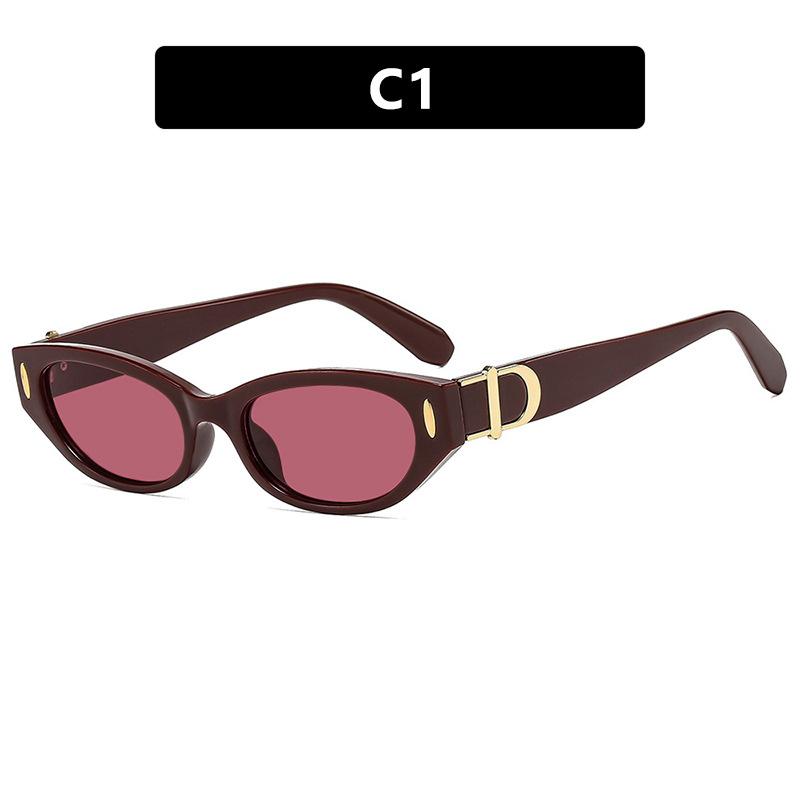 Rice Nail Small Frame Cat Eye Sunglasses New Street Photography Women's Versatile Trendy and Fashionable UV Resistant Glasses