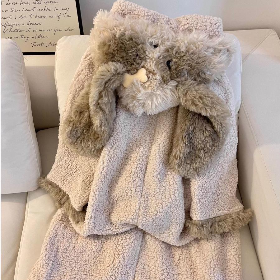 Women's Cute Bear Pajama Set: Coral Fleece, Thickened Cardigan Robe for Autumn/Winter 2025