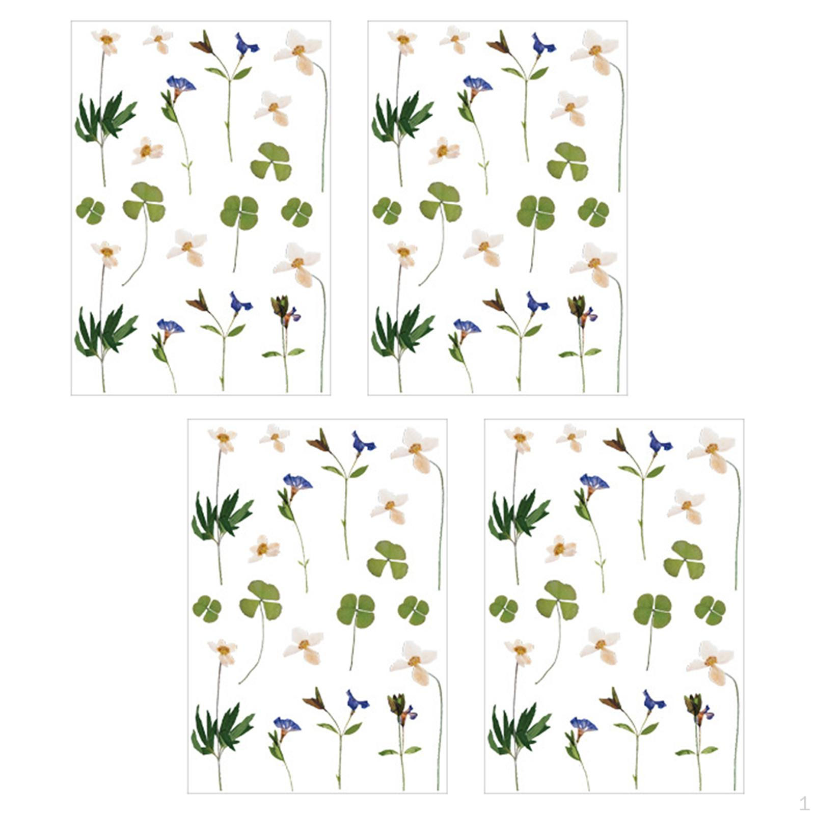 

4 Pieces Stickers Decals Arts Embellishments DIY Assorted for Diary Decorating Journal Craft Gift Lucky Grass