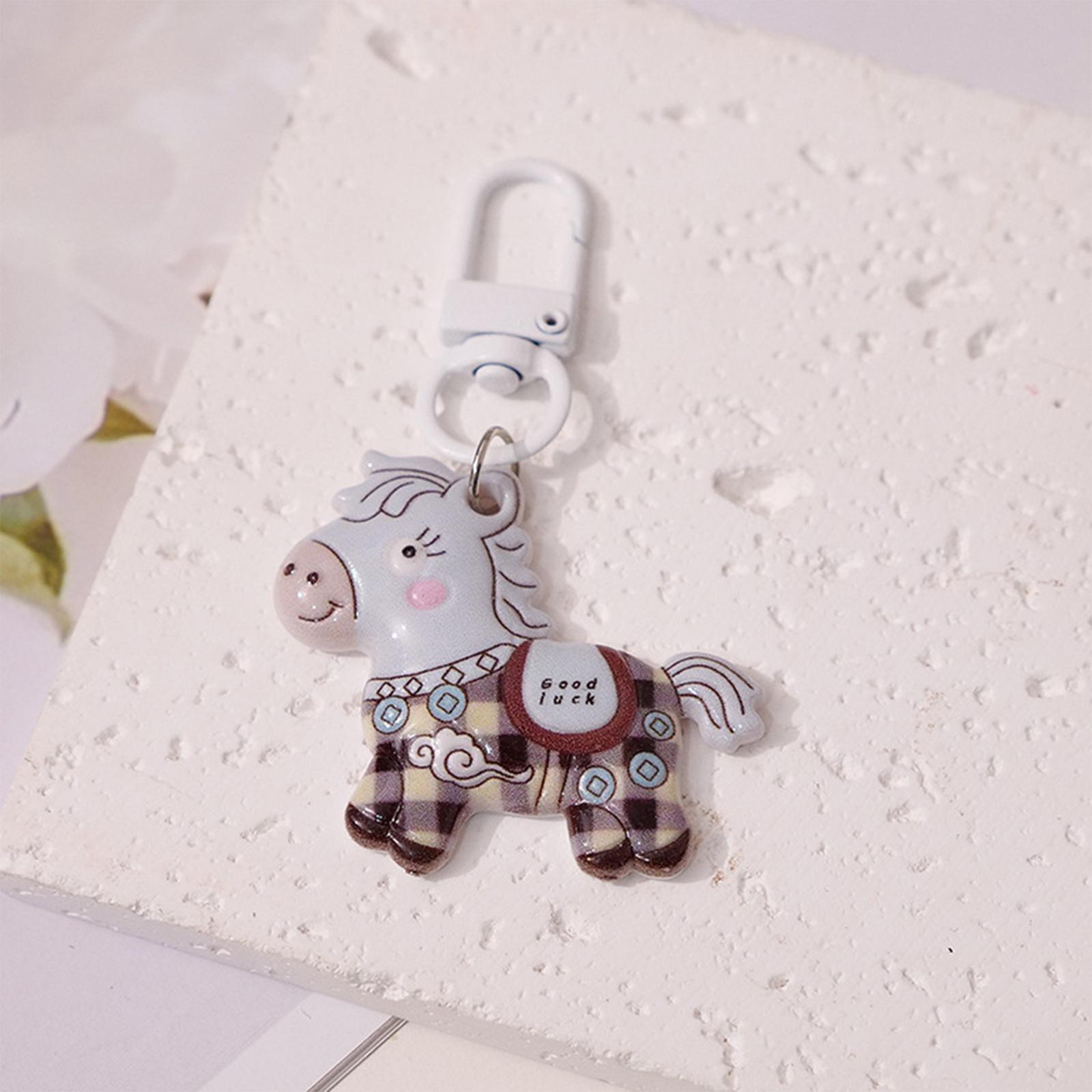 Новогодний Мультяшный Конь Брелок из Смолы One Size