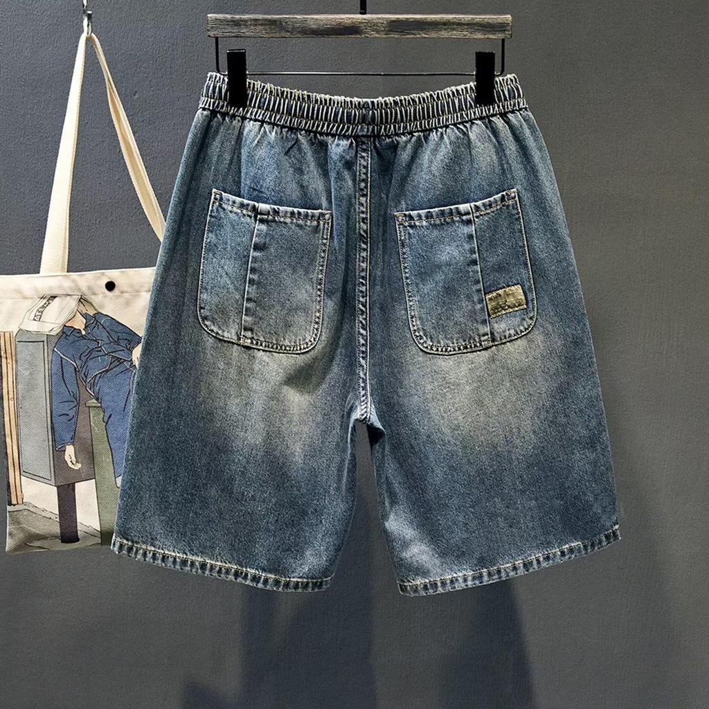 Men's Trendy Mid-Length Denim Shorts – Summer Style, High Street Influence, Hong Kong-Inspired, Perfect for Teenagers and Young Men.