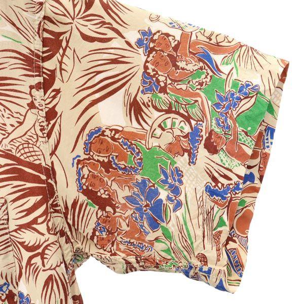 SUN SURF Overall Handle Short Sleeve Aloha Shirt Beige Men's Used