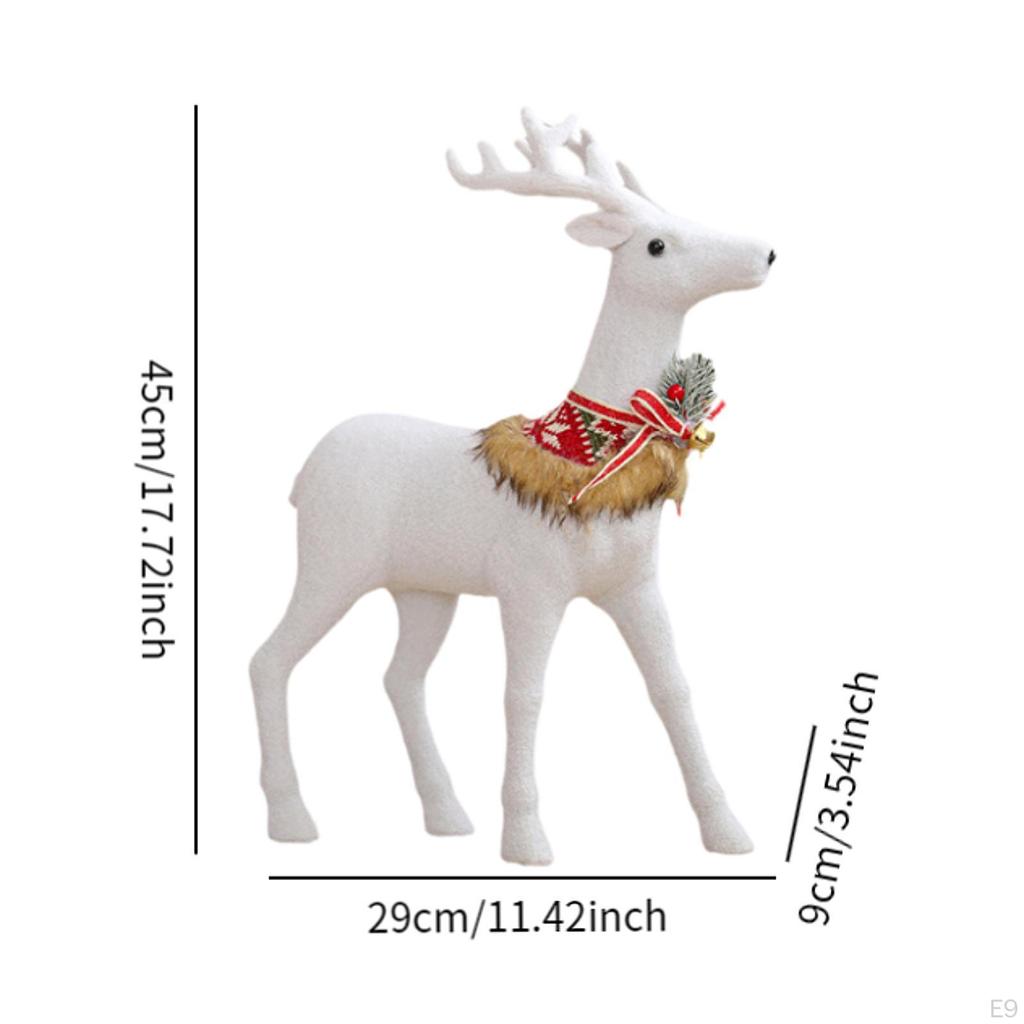 Christmas Deer Sculpture,Christmas Elk Statue ,Gift Figurine White for