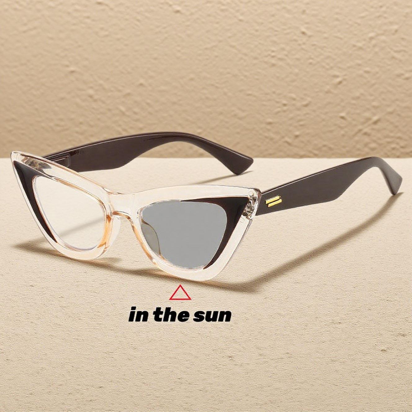 

Прозрачные конфетного цвета фотохромные очки для близорукости для женщин и мужчин, модная треугольная оправа, меняющие цвет очки, диоптрии -4.0