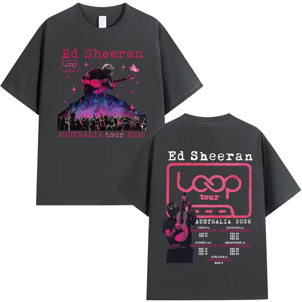 Ed Sheeran Loop Tour Australia Tour T-shirt Men's Women Clothing Fashion Hip Hop Casual Cotton Oversized T Shirt