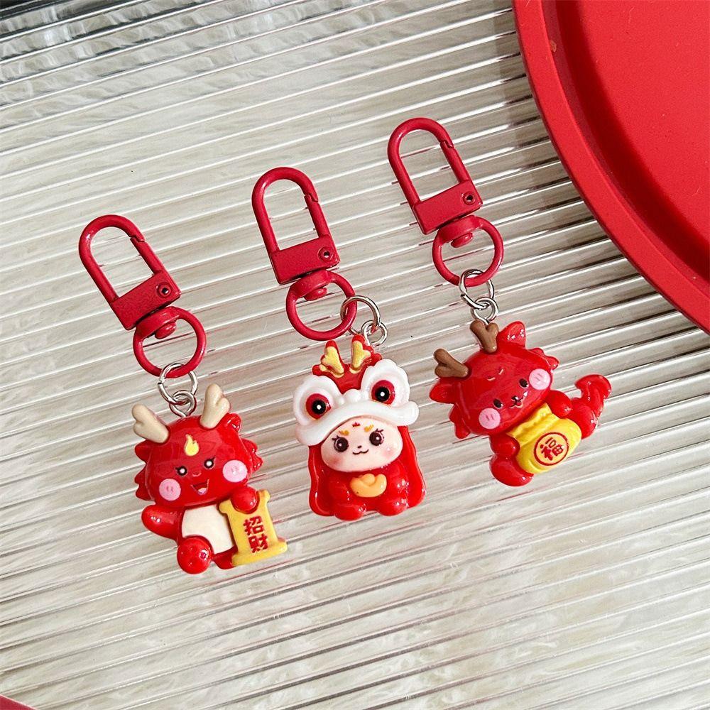Dancing Lion Lion Dance Pendant Creative Chinese Style Keyring Zodiac Dragon Keychain  Unisex