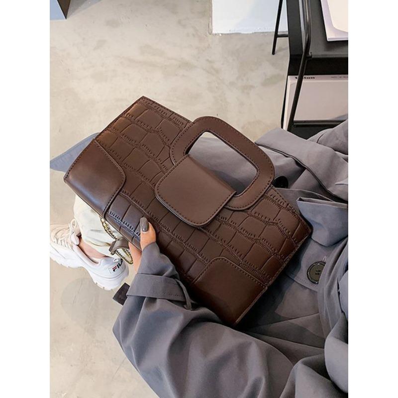 

Модная простая повседневная и ретро сумка-клатч через плечо на цепочке кофейный