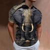 Men's retro polo shirt 3D animal print golf short-sleeved T-shirt quality fashion trend short-sleeved polo shirt t-shirt