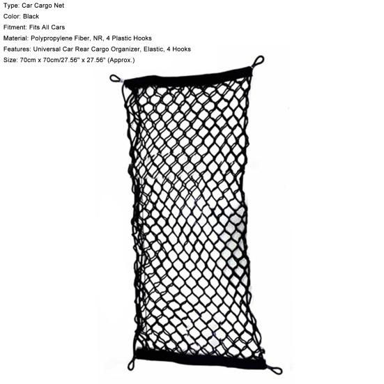 Car Cargo Net Lightweight with Four Hooks Polypropylene Fiber Universal Truck Net for Car Roof