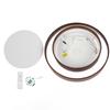 LED Ceiling Light Fixture Walnut Wood Grain Flush Mount Round Remote Control Light 3 Color