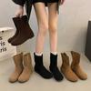 2026 New Fashion Autumn Women Mid-Calf Boots High Quality Cow Suede Leather Slip-On Flat Heel Casual Boots Ladies Handmade Retro