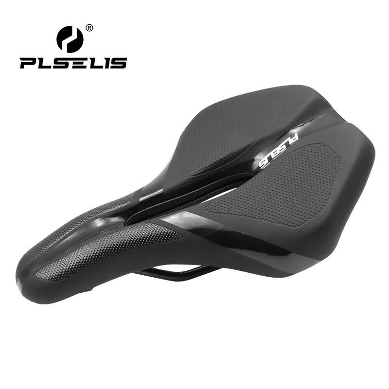 Comfortable Mountain Bike Saddle With Hollow Cutout Thick PU Foam Padding Non-Slip Matte Black Surface Ergonomic Short Nose