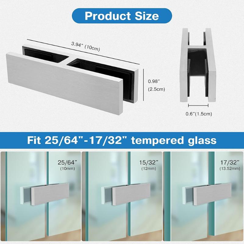 304 Stainless Steel Glass Clip Holder Heavy Duty Glass Clip Bracket For Tempered Glass