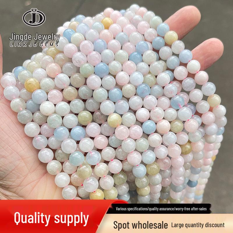 Jingde Transparent Morganite Round Beads - Candy Color Crystal DIY Jewelry Accessories