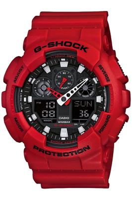 Casio G-Shock GA-100B-4AJF Men's Watch, Red (Official Japanese Product)
