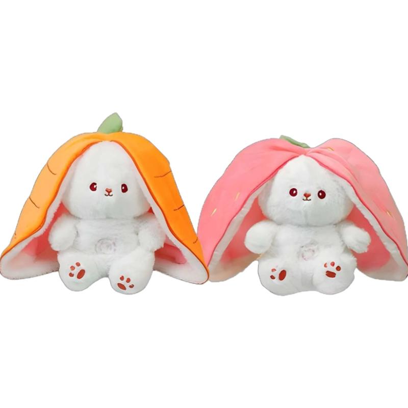 Glowing Breathing Plush Strawberry Rabbit Stuffed Animals Toy Companion Comfort Cartoon Cute Doll Holiday Gifts and Cuddly Fluffy Huggable Kawaii