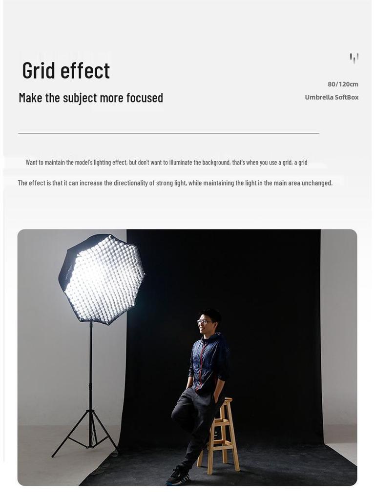 Godox Octagonal Softbox with Grid - Portable 80/95/120cm On-Camera Fill Light