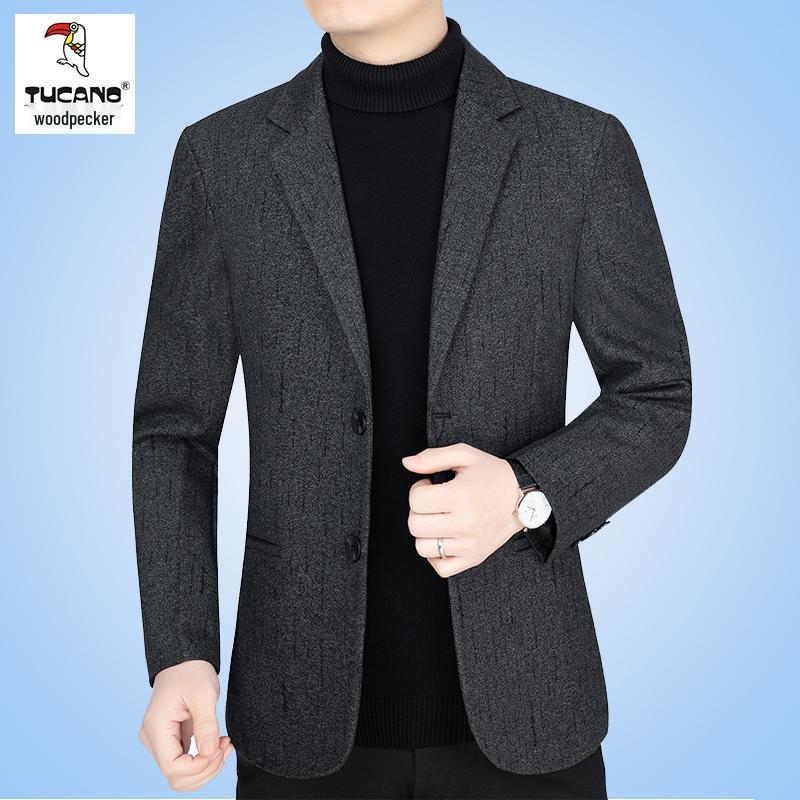 

Woodpecker Men s Wool Suit Jacket - 2025 Spring/Autumn Casual Slim-Fit 3XL (165–175 jin)