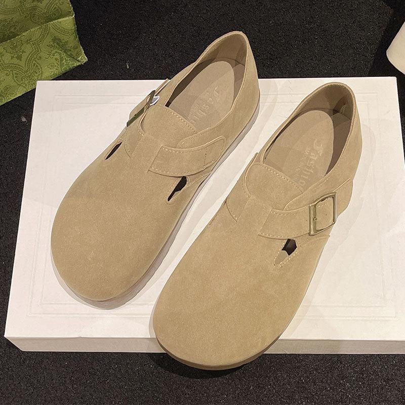 

Корковые биркенштоки женские весна-лето 2025 новые лоферы с одной педалью матовые ретро рыбацкие биркенштоки 40 хаки