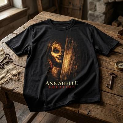 Annabelle Creation Horror Tshirt Vintage 90s Creepy Doll Graphic Tee Summer Unisex Loose And Breathable Cotton Tshirt Top