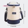 Große Kapazität Tragbare Lunchtasche Isoliert Zylindrisch Thermisch Kühlertasche mit rundem Aluminiumfolien-Lebensmittelbehälter Frischhalte