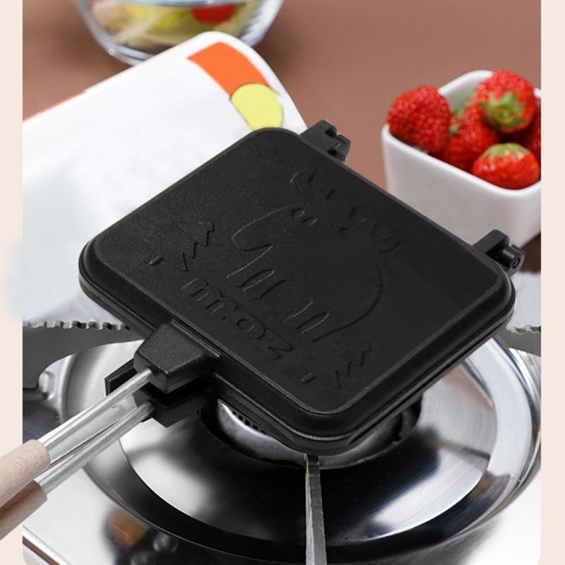 Sandwich Baking Tray Nonstick Double Pan Nonstick Pan Double Sided BBQ Skillets Aluminum Alloy Pot With Lid for Kitchen
