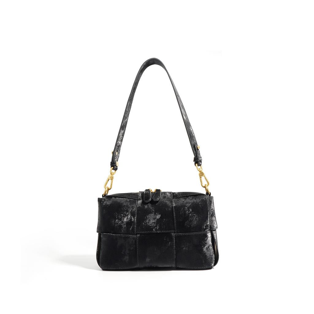 Small Square Bag, Bucket Bag, Hand-woven Bag, New Shoulder Underarm Bag, Women's Leather Messenger Bag.