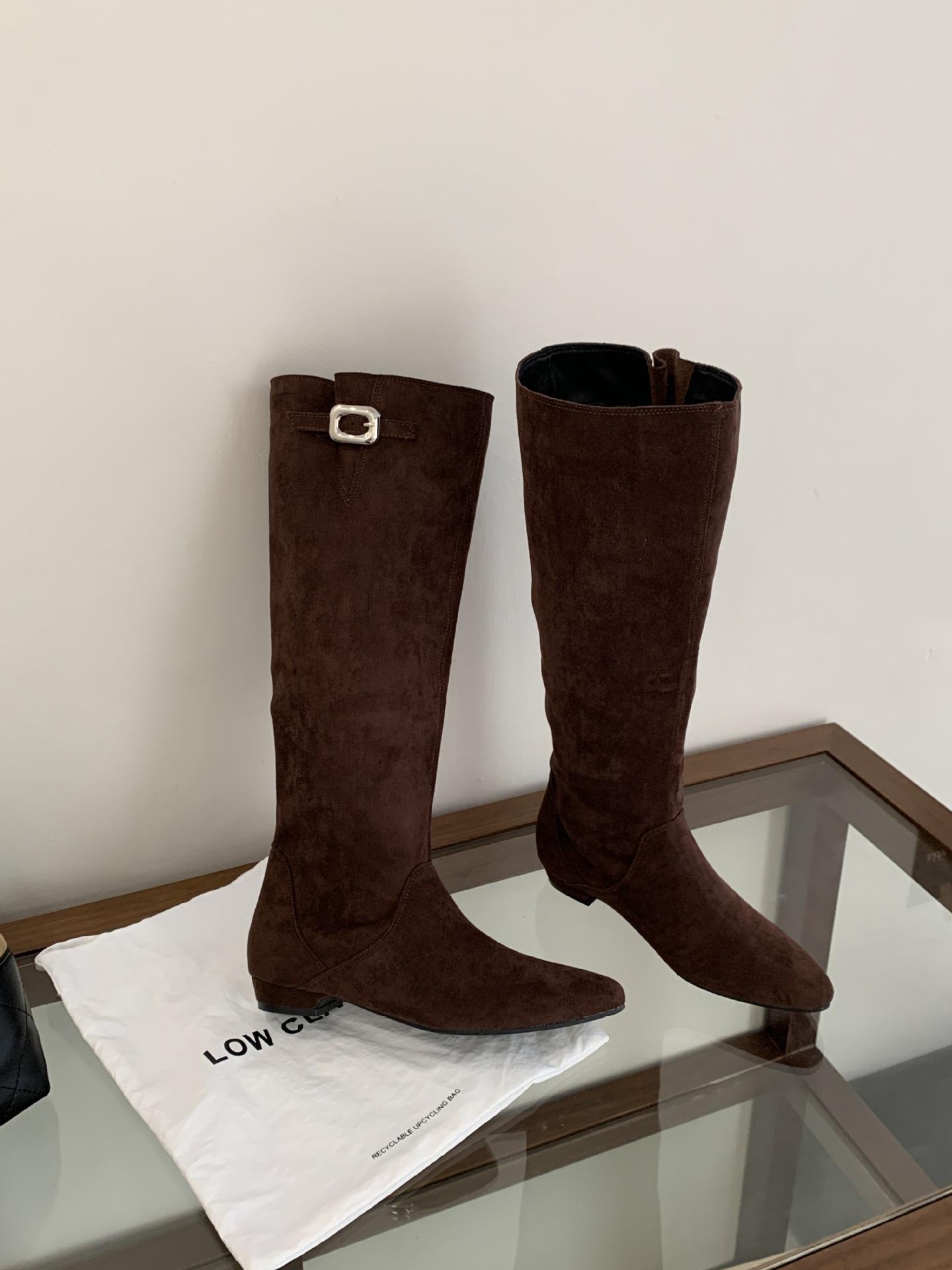 

289-1~ Coarse Heel French Pointed But Knee Boots Women s Boots New Tall Stacking Boots in Autumn and Winter 2025 39