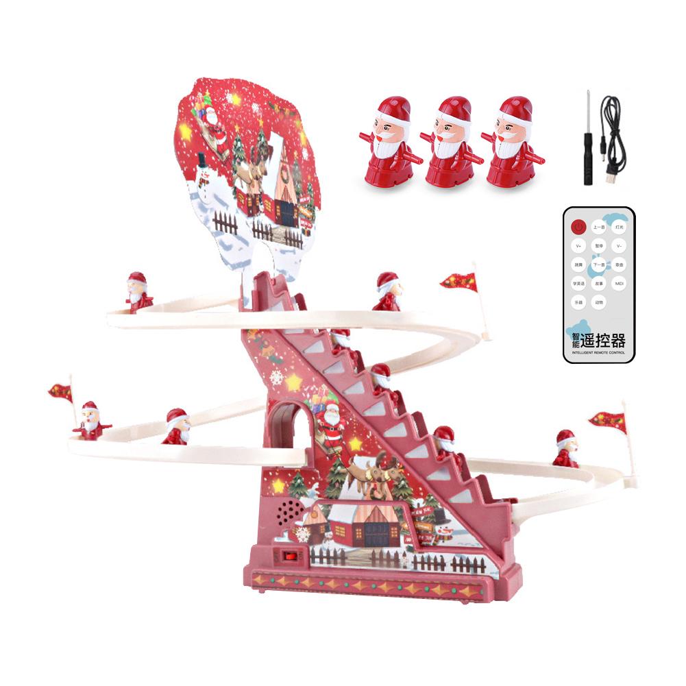 Noel Dekor Hediyesi Noel Baba Bebek Merdiven Tırmanma Pisti Elektrikli Küçük Sarı Ördek Domuz Yavrusu Eğitici Oyuncaklar Hafif Müzikli