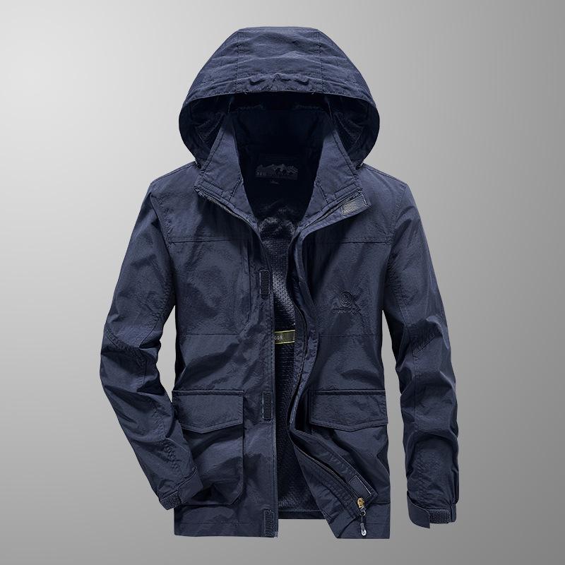Men's Windproof Quick-Dry Outdoor Jacket - Spring/Autumn Loose Fit, Plus Size, Thin Style for Hiking and Casual Wear