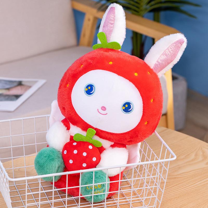 Fluffy Cute And Strawberry Rabbit Plush Toy Ideal Decorative Pillow Home For