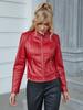 Rose Beauty A Zip Up PU Leather Moto Jacket