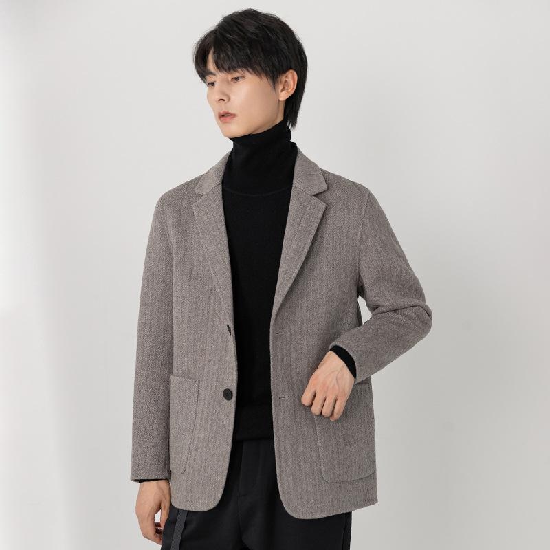 

Двусторонний, весенне-осенний шерстяной пиджак, повседневный костюм, мужской кашемировый костюм, короткая куртка, плотный 3XL