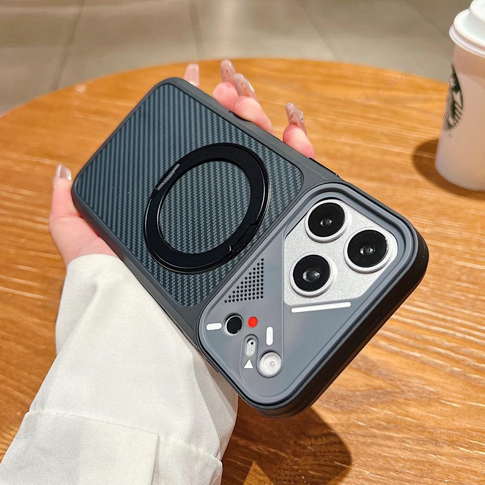 

Carbon Fiber Magnetic Phone Case For iPhone 17 11 12 13 14 15 16 Pro Max Air 15 16 14 Plus Magsafe 360 Stand Protector Cover For iPhone 17Air
