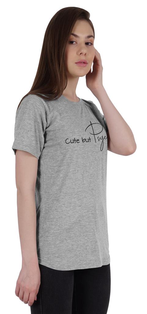 Inkmeso Women Quote Top   Cute But Psycho   Graphic Print Tee T-Shirt